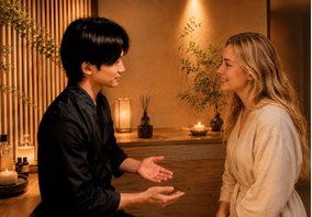 Massage consultation before treatment in Tokyo